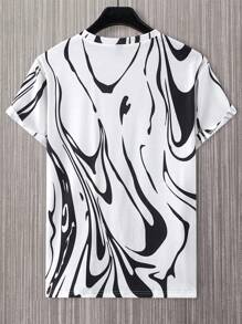 Manfinity LEGND Men Animal Print Fashion Print Street Loose Short Sleeve T-Shirt, Street Wear, Boyfriend Gift - Black - View 2