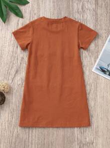 SHEIN Young Girl Cut And Sew Leopard Tee Dress