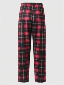 Manfinity Homme 男士加大格紋腰帶束口運動長褲