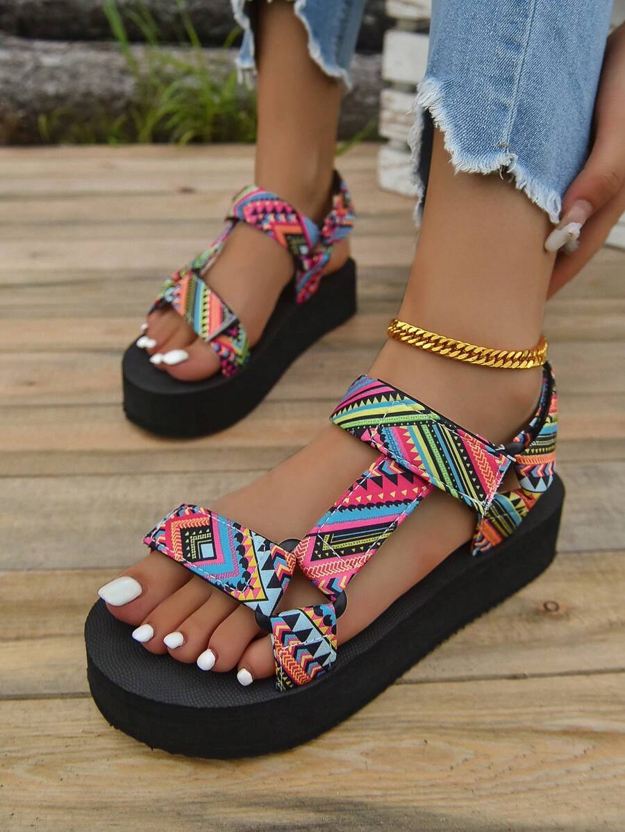 Của phụ nữ Nêm Gót chân Nền tảng Dép xăng đan , Dày Đáy , Vải Dép đi biển , Kích thước lớn Quý cô Giày dép , Thoải mái Nhẹ EVA Nhiều màu Mùa hè Dép xăng đan - Nhiều màu - Xem 1