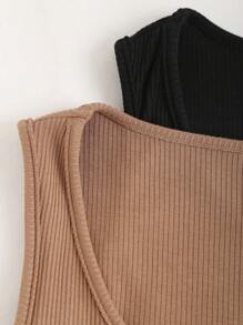 SHEIN Unity Combinaison Tricotée Côtelée Unie Pour Femme