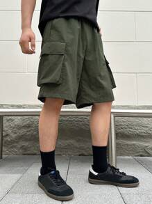 DAZY Men's Solid Color Utility Shorts - Green - View 6