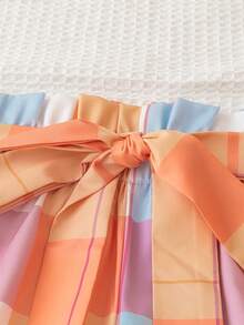 Soleia 女款格紋高腰荷葉邊短褲 - 彩色 - 查看 3