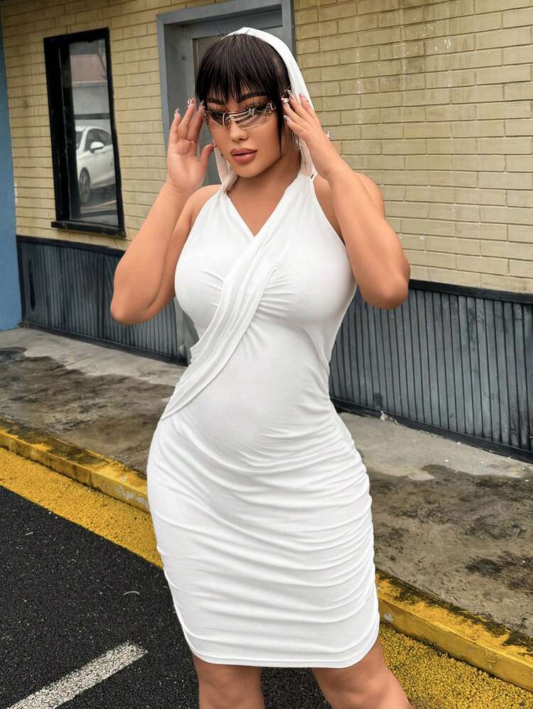 Women's Sexy Sleeveless Hooded Backless Bodycon Dress
