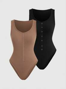 SHEIN Unity Combinaison Tricotée Côtelée Unie Pour Femme