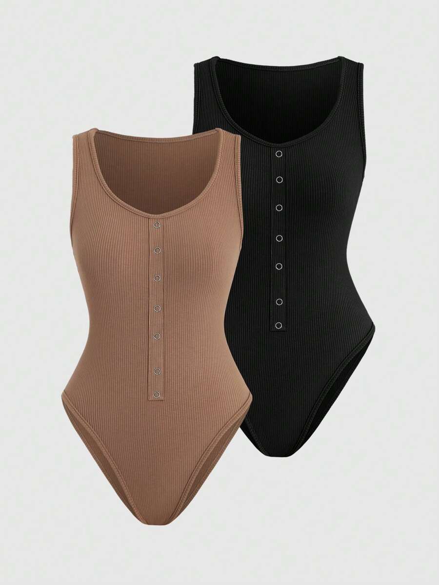 SHEIN Unity Combinaison Tricotée Côtelée Unie Pour Femme