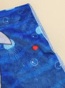 Baby Boy Cute Cartoon Shark Pattern Hooded Fleece Towel Sweatshirt