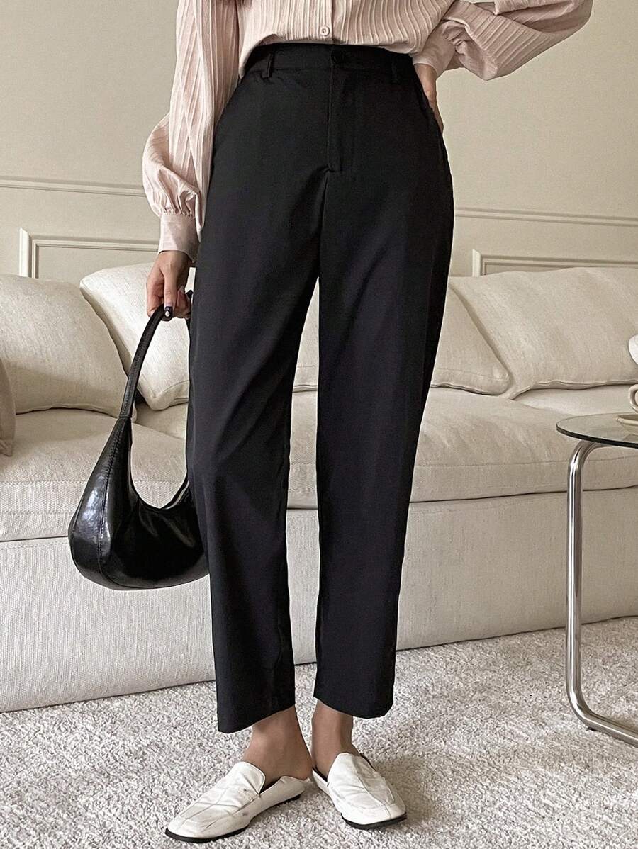 DAZY Women's Straight Leg Solid Color Casual Business Pants Fall/Winter - Black - View 1