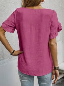 EMERY ROSE Camisa De Manga Con Pétalos De Color Sólido