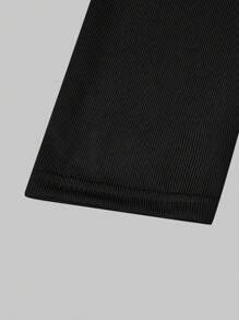 SHEIN Clasi Talla grande Vestido de cuello con cordón ribete en contraste - Multicolor - Ver 3