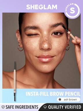SHEGLAM قلم حواجب Insta-Fill-بني رمادي، قلم حواجب تلقائي يدوم طويلاً، مقاوم للعرق، مضاد للزيوت، غير لاصق، مكياج حواجب فائق النحافة، ، حواجب محدد علامة تجارية جمال مكياج ميكب مستحضرات تجميل للنساء الفتيات مثالي لفصل الشتاء مثالي ل- Y2K أزياء أنيقة هدية حفلة جاهز أفضل لون