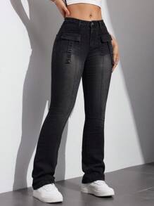 SHEIN EZwear Women's Slim Fit Flare Jeans