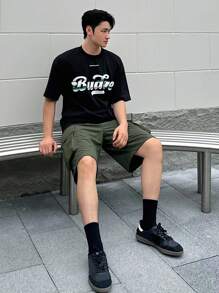 DAZY Men's Solid Color Utility Shorts - Green - View 3