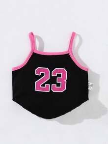 Bộ 3 món cho bé gái gồm áo croptop thể thao thời trang, áo hai dây in kỹ thuật số và chân váy in chữ. - Nhiều màu - Xem 3