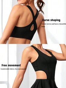 Daily&Casual Của phụ nữ Điền kinh Đầm Với Túi Cho chạy bộ , Quần vợt , Cầu lông , Khỏe mạnh - màu đen - Xem 2