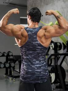 Manfinity Fitness Áo ba lỗ thể thao thường ngày in họa tiết rằn ri cho nam Áo tập luyện thể thao dành cho nam Quần áo tập gym nam Quần áo tập gym nam Quần áo tập gym nam - màu đen - Xem 2