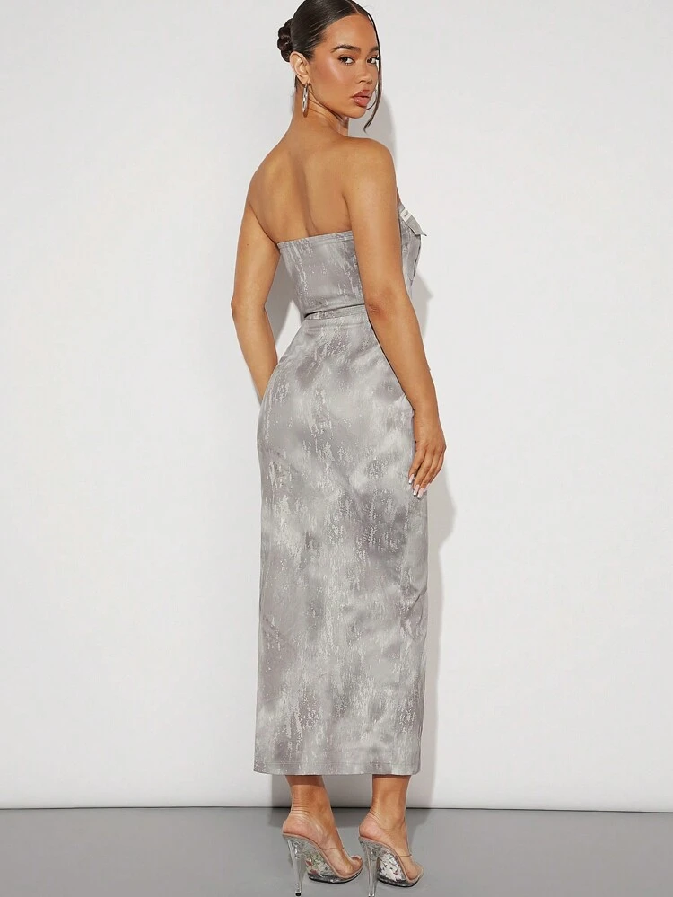 Brush Cargo Zip Tube Top & Skirt Two Pieces Set