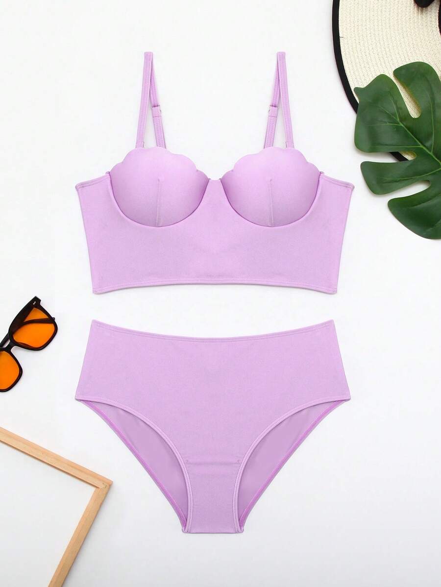 Men's Round Neck Plus Size T-Shirt With Letter Print - Purple - View 1