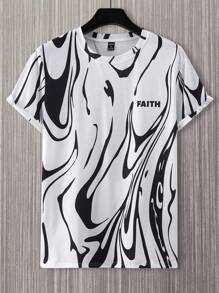 Manfinity LEGND Men Animal Print Fashion Print Street Loose Short Sleeve T-Shirt, Street Wear, Boyfriend Gift - Black - View 3