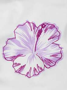 SHEIN ICON 女士白色花卉印花領口背心 - 紫丁香色 - 查看 4