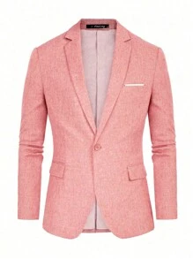 I FineLong Ngày lễ tình nhân Nam Nút đơn Chi tiết về Flap Áo vest - Màu Cam san hô - Xem 1