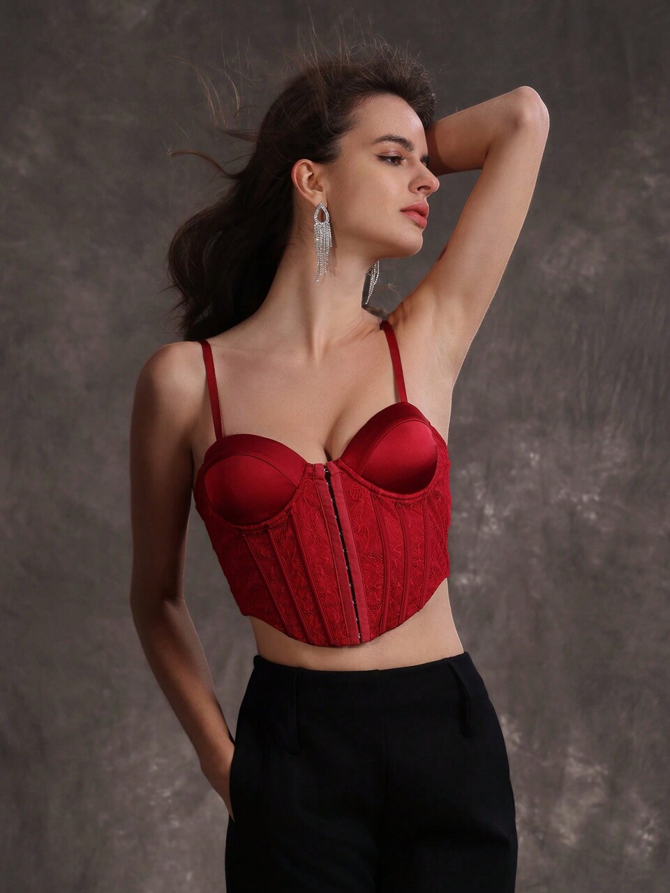 Solid Color Lace Patchwork Short Cami Top