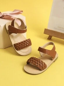 Mới Mùa hè Phong cách Cô gái Dép xăng đan , Đúng mốt Và Dễ thương Em bé Dép xăng đan , Thoải mái Ngoài trời Giày đi bộ Đối với Học tập Đến , Bé gái Dép phẳng Cho mùa hè - màu nâu - Xem 1