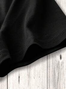 SHEIN Essnce Của phụ nữ Slogan In Vòng cổ Áo thun - màu đen - Xem 3