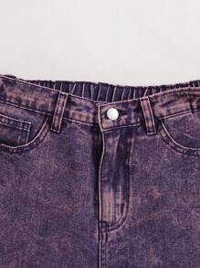 SHEIN Teen Boy  Ripped Frayed Washed Elastic Waist Stylish Straight Leg Purple Boy Jeans,For Teen Boy Outfits - Purple - View 3