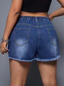 SHEIN ICON Übergröße Zerrissene Loch Denim Shorts
