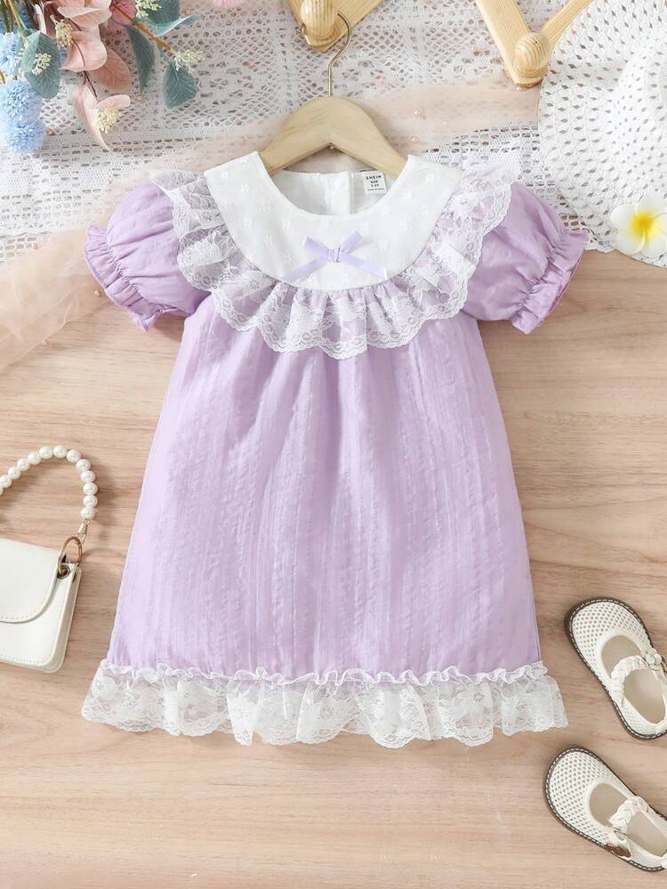 Baby Girl's Elegant Lace Trim Dress
