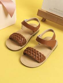 Mới Mùa hè Phong cách Cô gái Dép xăng đan , Đúng mốt Và Dễ thương Em bé Dép xăng đan , Thoải mái Ngoài trời Giày đi bộ Đối với Học tập Đến , Bé gái Dép phẳng Cho mùa hè - màu nâu - Xem 3