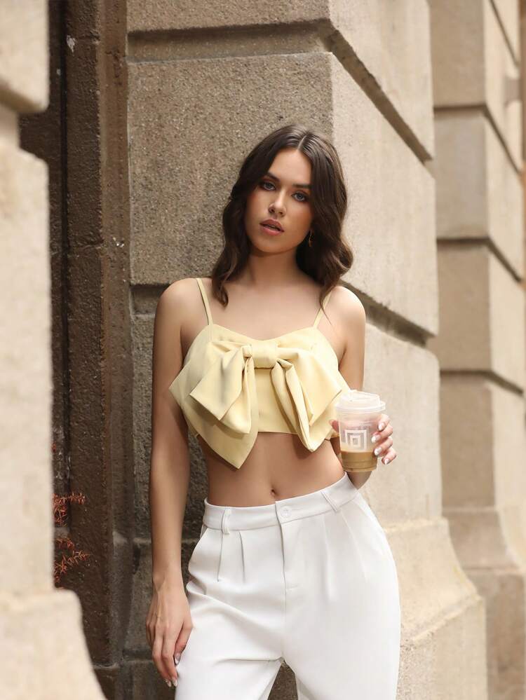 Bowknot Detail Cropped Cami Top