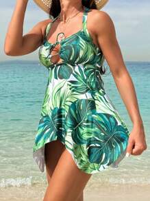 Swim Lushoire Plant Print Tankini Set Summer - Multicolor - View 5
