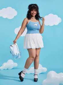 HELLO KITTY AND FRIENDS | SHEIN Plus Cartoon And Letter Graphic Appliques Cami Top - Multicolor - View 4