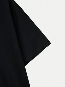 ROMWE Grunge Punk Skull Graphic Drop Shoulder Tee, School - Black - View 4