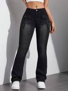 SHEIN EZwear Women's Slim Fit Flare Jeans