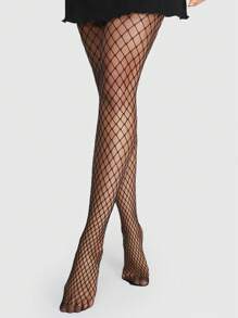 ROMWE Grunge Punk 3双女士个性化组合黑色连裤袜，适合所有季节 - 黑色 - 查看 3