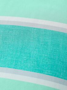 SHEIN Young Boy Color Block Striped Shirt And Solid Color Shorts Set - Green - View 3