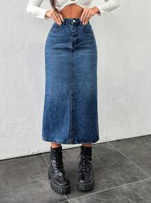 EURMUSE Women's Mermaid Style Denim Skirt - Blue - View 4