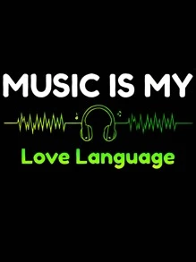 SHEIN LUNE 字母和耳机印花短袖 T 恤 MUSIC IS MY Love Language 图案 T 恤 女式上衣