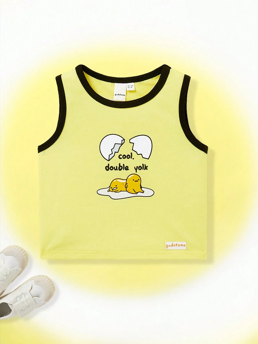 Gudetama X SHEIN 少年童話卡通圖案圓領背心衫