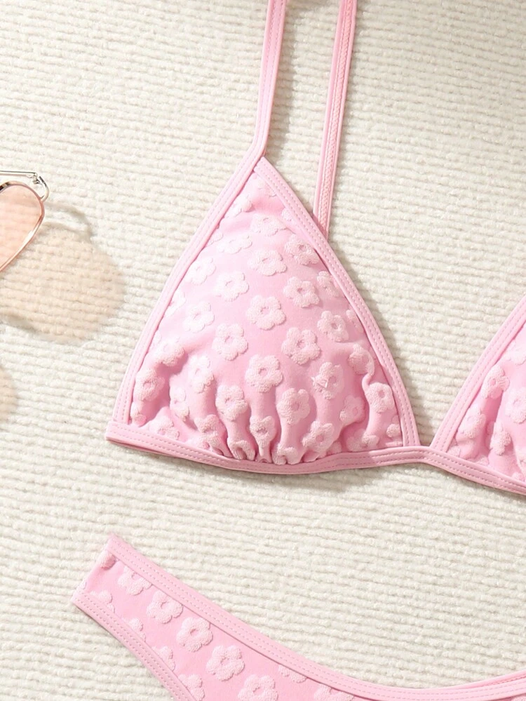 Ladies' Solid Jacquard Bikini Set, Bikini Set Outfit Beach Swimwear Bathing Suit Summer Beach