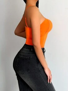 BamGleam Top Halter De Ajuste Delgado unicolor - Naranja - Ver 6