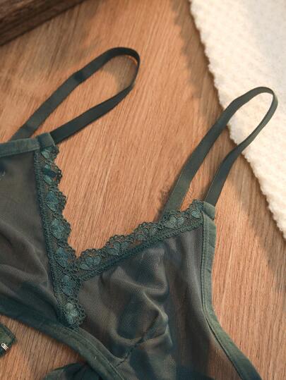 Ladies' Kanten Mesh BH Slipje Lingerie Set view 5