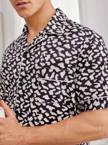 男士豹紋家居服套裝