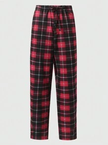 Manfinity Homme 男士加大格紋腰帶束口運動長褲