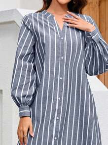 Mulvari Của phụ nữ Đơn giản Sọc dọc Đầm - Xám - Xem 5