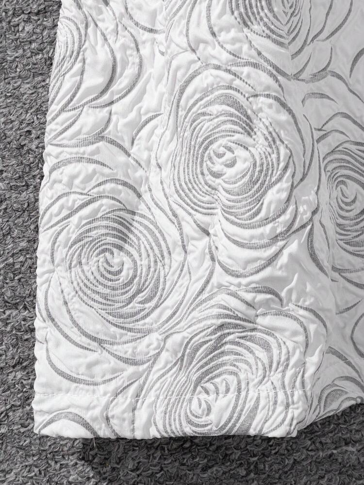 Young Girl Summer New Jacquard Flower Print Dress With Ladylike Style