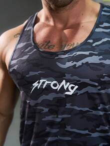 Manfinity Fitness Áo ba lỗ thể thao thường ngày in họa tiết rằn ri cho nam Áo tập luyện thể thao dành cho nam Quần áo tập gym nam Quần áo tập gym nam Quần áo tập gym nam - màu đen - Xem 4